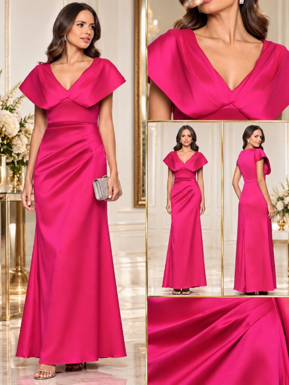 Betsy & Adam Arcadia Cherry Red V Neck Ball Gown Size 10 NWT